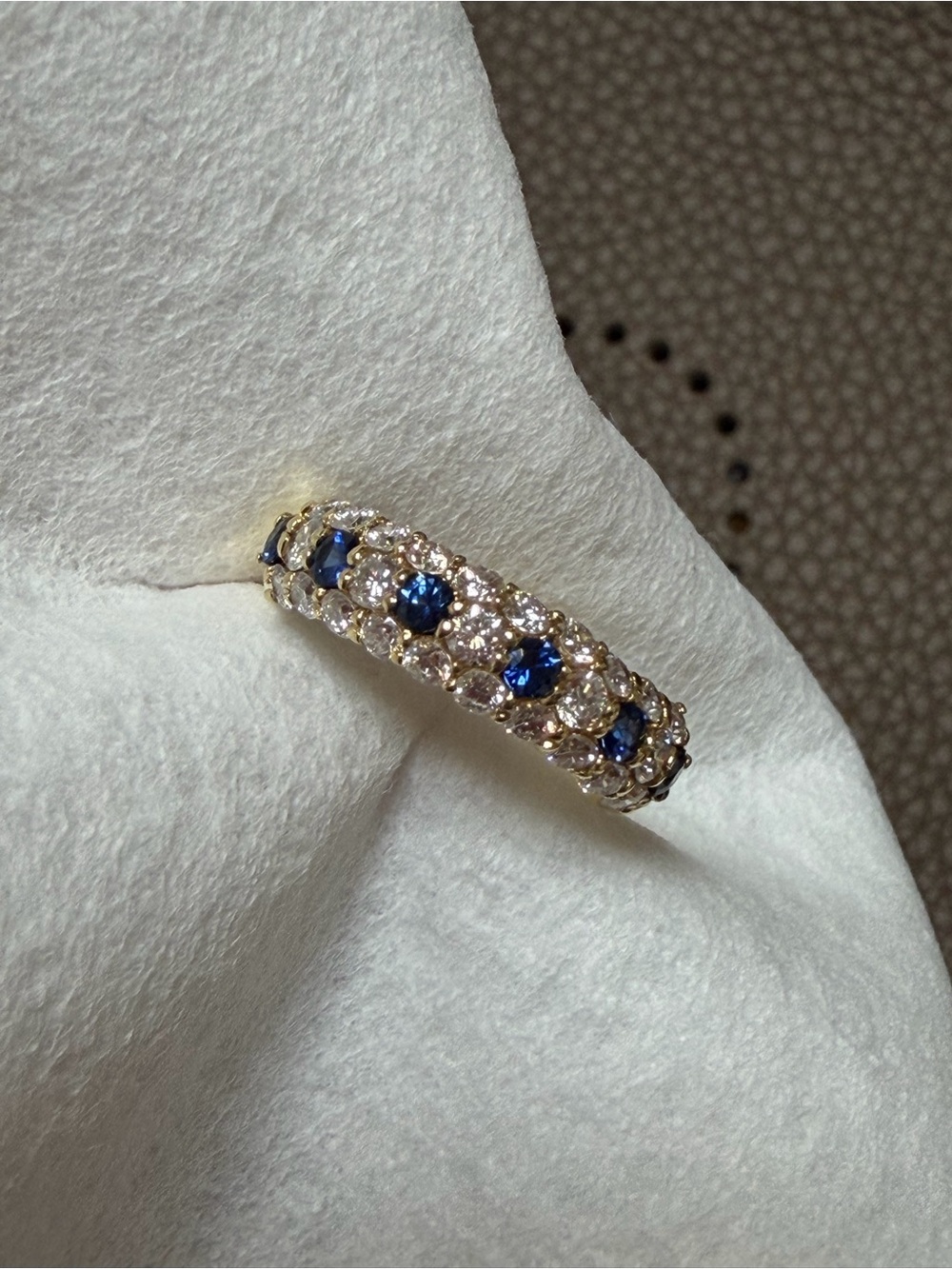 Vintage 18k Diamond and Sapphire Band Ring